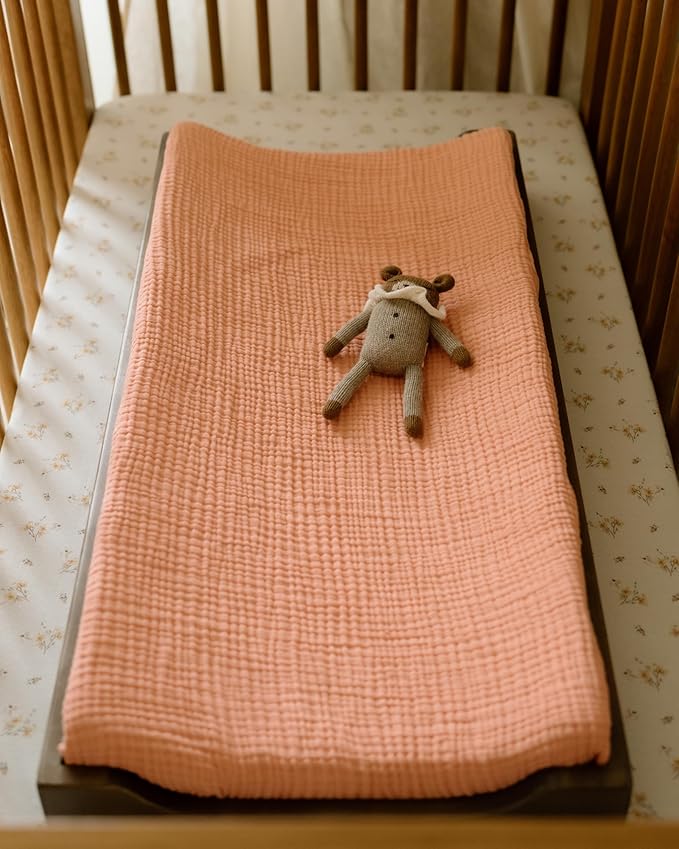 Oilo Crib Sheet, Breathable, Fitted, Organic Cotton Jersey, 300-Thread, Machine Wash, Fits Standard Crib (28" x 52" x 6"), Toddler Bedding, Heirloom Organic Collection, Dainty Floral