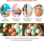 CALPALMY (24 Pieces) Hyper-Realistic Wooden Eggs - 3 Colors Wooden Fake Eggs for Easter, Painting, Decorating, Crafting, Fake Food, and Nest Box Training (8pcs Brown, 8pcs White, 8pcs Green)