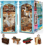 Book Nook Kit, DIY Miniature Dollhouse Booknook Kit, 3D Wooden Puzzle Bookend Bookshelf Insert Decor with LED Light for Teens and Adults(Hemingway House)