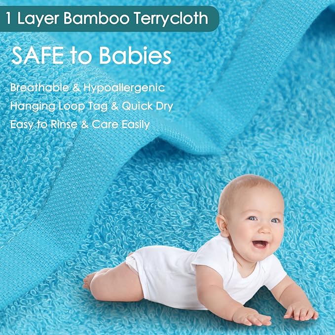 JEFFSUN Baby Washcloths 6 Pack, 10x10 inch Heavenly Soft Blue Wash Cloths for Face and Body, Gentle & Safe Face Towels on Sensitive Skin, Baby Essentials Shower Gifts for Newborn Kid Toddler Children