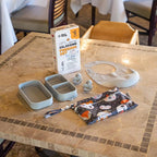 Travel Silicone Portable Feeding Supplies - Toddler Suction Plates, Silicone Baby Spoon & Fork, Lightweight Foldable Bib & Waterproof Storage Bag - 6 Piece Set