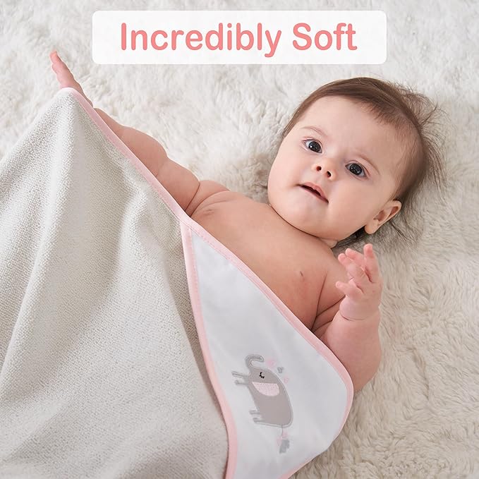 Viviland Baby Towels and Baby Wash Cloths Set Hooded Baby Towels Baby Wipes Absorbent Bath Face Towels Burp Cloths or Face Towels for Girl Boy 6-Pack Size 28 x 28 Inch(Elephant)