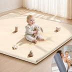 Baby Play Mat 47x47 Inches, Extra Thick 1.2" Foam Floor Mat for Tummy Time & Crawling, Waterproof Non-Slip Faux Leather Playpen Mat for Infants Toddlers, Indoor Outdoor Gym Activity, Beige