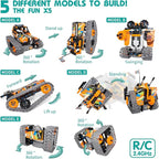 5 in 1 STEM Remote Control Building Kit, 392Pcs Blocks Erector Projects Set Toys for Kids Age 8-12, Build a Tank/Robot/AVT DIY Science Educate 6 7 9 10 11 Years Old for Boys & Girls Gift Ideas