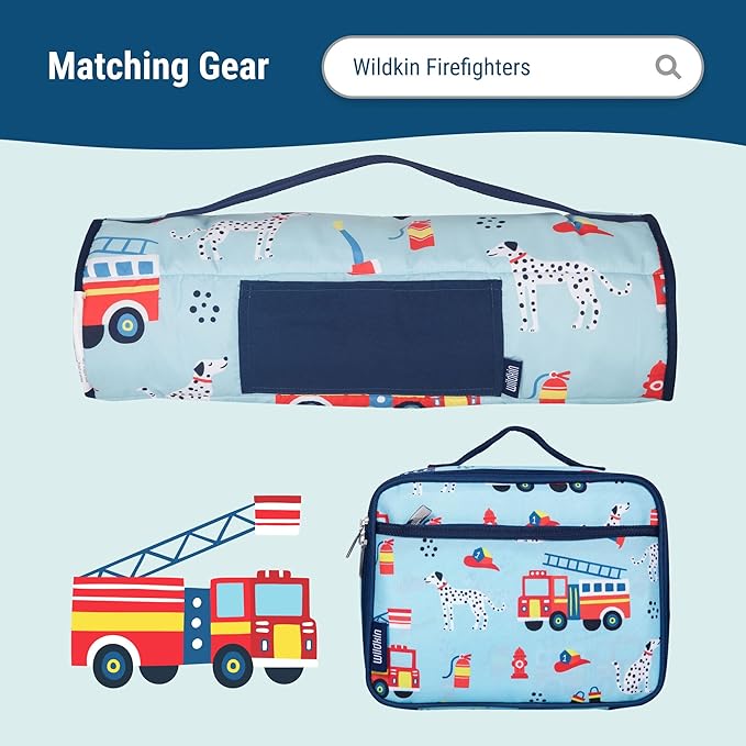 Wildkin 12-inch Kids Backpack – Padded, Adjustable, Ideal for Daycare & Travel - Firefighters