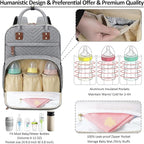 Diaper Bag Backpack Tote with Insulated Pockets for Men Baby Boys Girls Newborn Unisex Tactical Large Capacity, Multifunctional Waterproof Grey