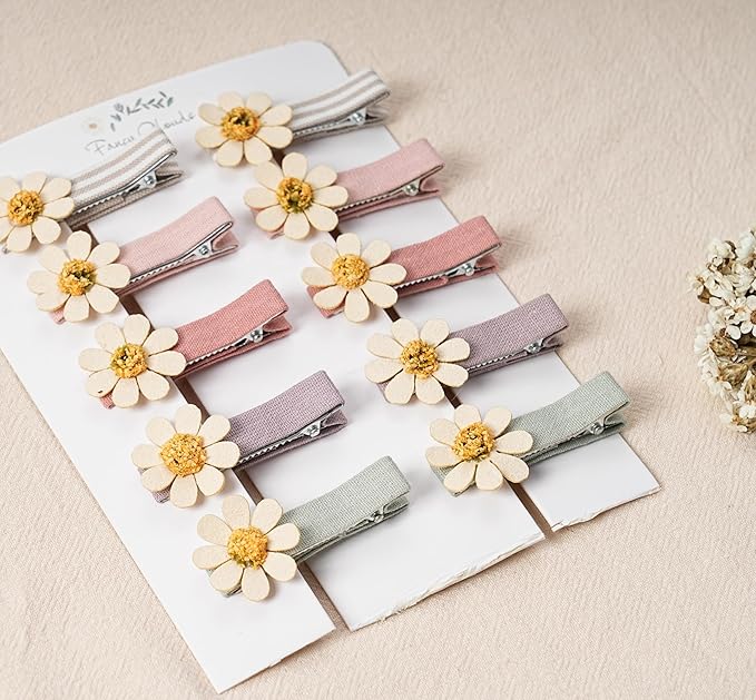 Hair Clips for Girls Women Toddler Baby,Assorted 20Pcs Flower Daisy Fabric Fully Lined Small Alligator Clips Hair Accessories for Teens Child Kids with Thick Thin Hair Gifts