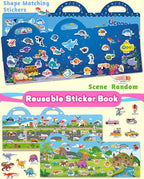 Reusable Sticker Book for Toddlers 2-4 Years, Stickers for Kids, Toddler Sticker Book Ages 1-3, Toddler Craft Activities, Toddlers Travel Toys Ages 2+ Boy Girl Birthday Gifts