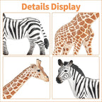 8PCS Safari Zoo Animals Figurines Toys, Realistic Plastic Jungle Animal Figures, Includes Lion,Elephant,Giraffe,Zebra, African Wild Animals, Educational Learning Playset for Kids