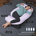 MOON PARK Pregnancy Pillows for Sleeping - U Shaped Full Body Maternity Pillow with Removable Cover - Support for Back, Legs, Belly, HIPS - 65 Inch - Purple - Cooling Cover