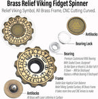 FREELOVE Metal Fidget Spinner, Viking Pirate Haptic Gyro, Heavy Copper Hand Spinning, Small Round Gear Fidget Block, Premium Steel Bearing Silent Long Spinning for Adults Anxiety Cool