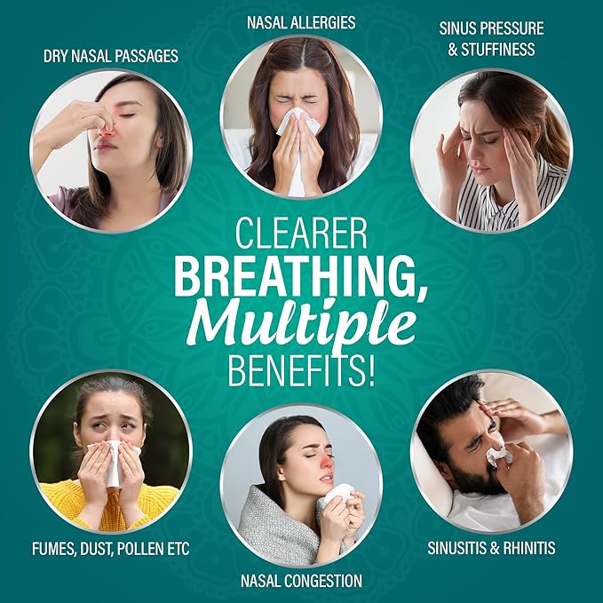 GuruNanda Sinus Rinse Bottle & Saline Premixed Packets 120ct - All Natural Sinus Rinse Packets to Help with Allergies & Congestion Relief, 0.08oz Each