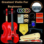 1/2 Fiddle Red Colored Premium Violin Outfit for Beginners Adults Kids With 5 Color Fingering Tape- Handcrafted Student Beginner Violin.