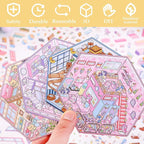 DIY 3D Sticker Scene 4 Sets of Reuseable and Waterproof Stickers Make Your Own Shop Scenes Sticker Cute Miniature Cartoon Stickers for Kids Adult