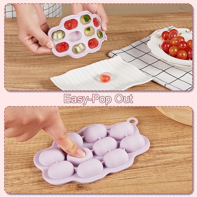 KingKam Baby Breastmilk Popsicle Molds & Baby Fruit Feeder (2 Pack), Baby Food Freezer Tray Storage Containers, Silicone Pacifier Feeder and Teether