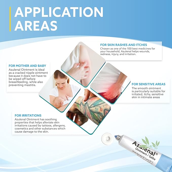 Ointment with Guaiazulene | Wound and Healing Ointment for Diaper Rashes, Itches, Cuts, Burns, & Sore Nipples | Suitable for Use for Babies and Nursing Mothers | Made in Europe