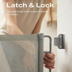 Cumbor 76" Wide Long Retractable Safety Gates for Stairs, Mesh Dog Gate for The House, 34" Tall Extra Wide Pet Gate for Dogs, Long Gates for Doorways, Hallways, Indoor/Outdoor(Gray)