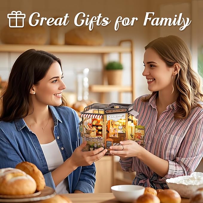 CUTEBEE DIY Dollhouse Miniature Kit, DIY Wooden Dollhouse Kit Miniature House Kit Tiny House Kit, Creative Room Idea (Julia Bakery)