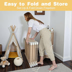 Foldable Wooden Playpen for Babies and Toddlers, Baby Play Pen with Gate, Portable Baby Fence Indoor Activity Center, Adjustable Size & Shape, 51"x 51", 8 Panels