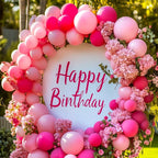 RUBFAC 129pcs Hot Pink Balloons, Latex Magenta Pink Balloon Arch Kit Garland Different Sizes 18 12 10 5 Inch for Birthday Baby Shower Wedding Princess Theme Party Decoration