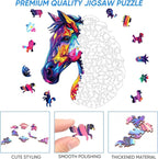 Puzzles for Adults 500 Pieces, Cool Horse Liberty Wooden Jigsaw Puzzles 15.8 * 18.3in, Unique Shape Animal Adult Gifts, Irregular Wood Puzzles Best Gift for Adults Family Game