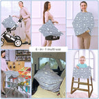 Car Seat Covers for Babies - Multi- use Nursing Carseat Canopy, Breastfeeding Covers, Baby Shower Gifts for Boys and Girls (Grey Rainbow)