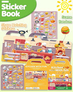 Benresive Reusable Sticker Book for Toddlers 2-4 Years, Fun Travel Stickers for Kids, Waterproof Sticker Books for Toddlers 1-3, Crafts Activities for Todddlers 1-3 2-4 3-5 - Kitchen
