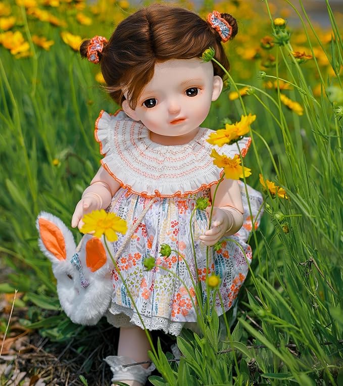 BJD Dolls, 1/4 Ball Jointed Doll Fullset with 15 Articulated Joints and Brown Glass Eyes, 20 Inch (50cm) Full Vinyl Girl, Collectible Reborn-Style Doll for Ages 14+, Gift Box Packaging