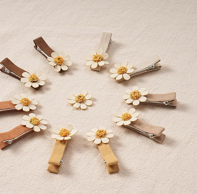 Hair Clips for Girls Women Toddler Baby,Assorted 20Pcs Flower Daisy Fabric Fully Lined Small Alligator Clips Hair Accessories for Teens Child Kids with Thick Thin Hair Gifts