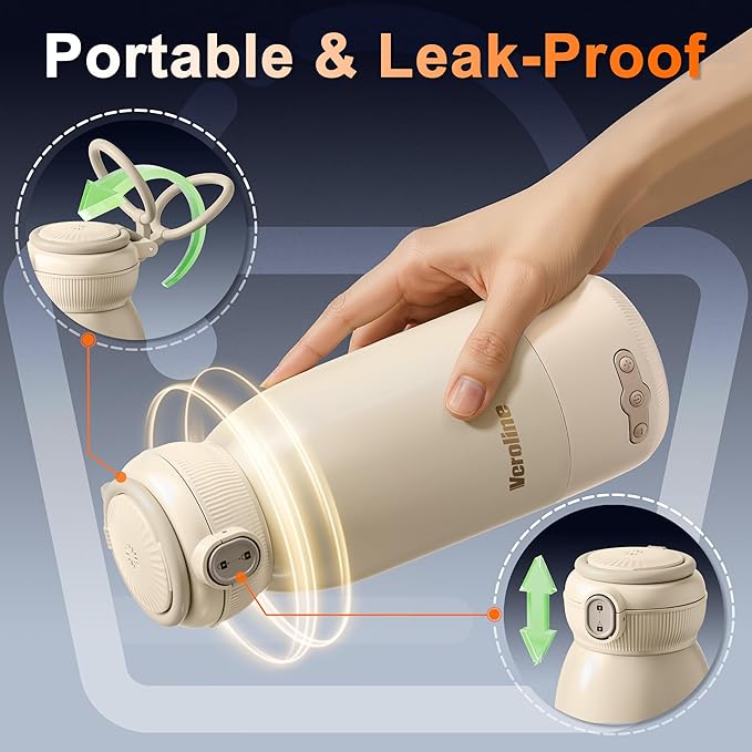 Portable Bottle Warmer for Travel, 16 Oz Baby Bottle Warmer, Super Fast Charging Milk Warmer with Adjustable Temp & Keep Warm for Formula, Breastmilk, Rechargeable & Cordless Water Warmer