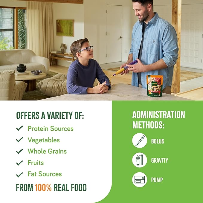 Real Food Blends Select Chicken, Zucchini & Potatoes – Pureed Food Meal for Feeding Tubes, 9.4 oz Pouch (Pack of 12 Pouches)