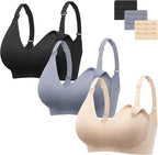 Angelhood Nursing Bras for Breastfeeding, Seamless Wireless Comfort Push up Lace Nursing Maternity Bralette for Pregnancy