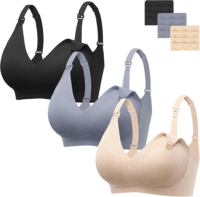 Angelhood Nursing Bras for Breastfeeding, Seamless Wireless Comfort Push up Lace Nursing Maternity Bralette for Pregnancy