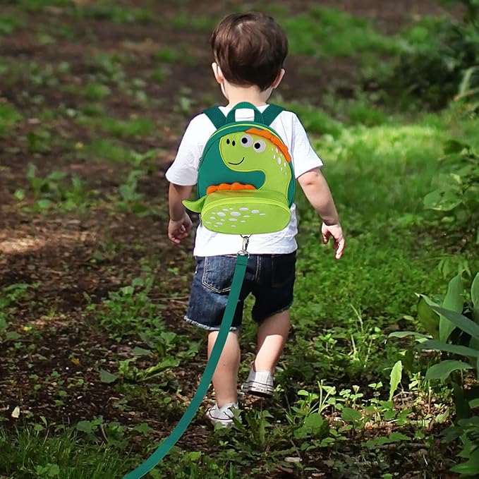 Accmor Toddler Harness Backpack Leash, Cute Dinosaur Backpacks with Anti Lost Wrist Link, Cute Mini Child Backpack Wristband Tether Strap and Protection Leashes for Boys Girls Aged 1-3 Years