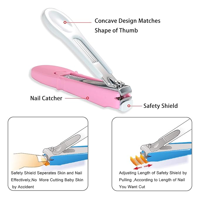PAFASON Baby Safety Nail Clipper Cutter Trimmer with Nail Catcher and Baby Glass Nail File, Czech Float Glass, Stainless Steel Ideal Gift for Young Children Infant, Newborns Toddlers