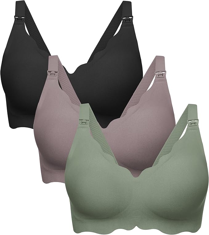 Angelhood Nursing Bras for Breastfeeding Ultra Comfort Seamless Maternity Bra Pack Wireless Pregnancy Bralette Bra Extender