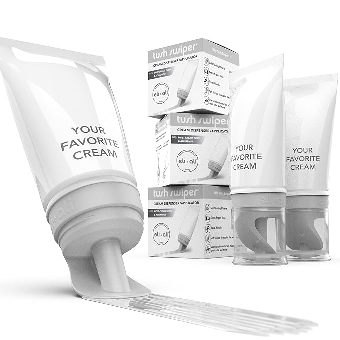 Eli & Ali Tush Swiper - Diaper Rash Cream & Butt Paste Applicator - Universal Fit for Most Diaper Creams | Mess-Free & Hygienic Alternative to Cream Spatula - Carry Less Baby Gear - Grey, 3 Pack