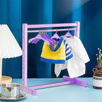 Civaner 11 Pcs Doll Garment Rack with Wooden Clothes Hanger for 18 Inch Girl Doll Clothes Mini Hangers Wardrobe Furniture Accessories for Dollhouse Baby Shower Supplies (Purple)
