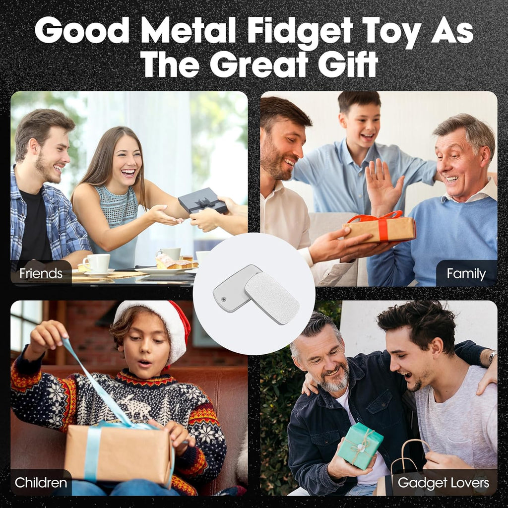 Fidget Slider EDC Gadgets Toy Oval Metal Magnetic Haptic Fidget Toys for Adults Anxiety/ADHD/Stress Relief, Gift for Boyfriend, Husband and Father (Silver)