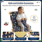 Booster Seat for Kitchen Chair with Backrest & 4 Adjustable Straps, Portable TPU Waterproof & Anti-Scratch Toddler Booster Seat for Dining Table, Non-Slip & Removable Booster SEat for Table