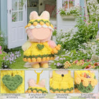 Handmade Clothes for 17cm Doll - 5-Piece Hand Crochet 17 cm Clothes Outfit with Woolen Doll Dress, Flower Hat, Shoulder Bag Accessories for Dress up 15cm/17cm Dolls Gift