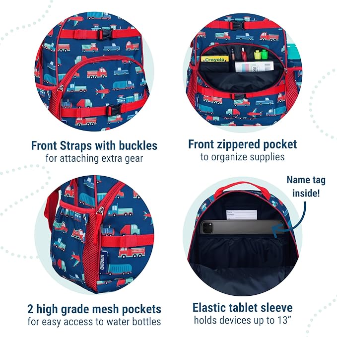 Wildkin ECO rPET 15-inch Kids Backpack – Sustainable, Padded, Adjustable – Transportation