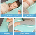 Cute Castle Cooling Cover Pregnancy Pillows, Soft U-Shape Maternity Pillow with Removable Cover - Full Body Pillows for Adults Sleeping - Pregnancy Must Haves - Jumbo 57 Inch - Turquoise