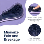 Crave Naturals Glide Thru Detangling Brush for Adults and Kids - Detangler Brush for Curly or Straight, Wet or Dry Hair - Gentle on Tangles Hair Comb - 7.5x3-Inch, Pink and Purple (Pack of 2)