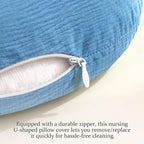 Nursing Pillow Covers, 2 Soft and Cosy Breastfeeding Pillow Covers for Standard Baby Nursing Pillows for Both Boys and Girls (Dark Blue and Beige)