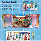 Yuzee Paper Dolls Stickers - Magnetic Dress Up Dolls for Girls - Toddler Travel Toys - 1 Paper Doll and 33 Clothing Accessories with 3D Magnetic Game Scene, Foster Creativity and Imagination