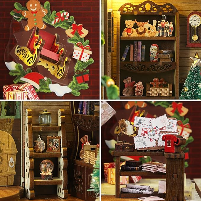 Christmas Book Nook Kit - DIY Miniature House Dollhouse Kit for Adults and Teens, Booknook Bookshelf Insert Christmas Decorations, Gifts for Family and Friends (Merry Christmas)