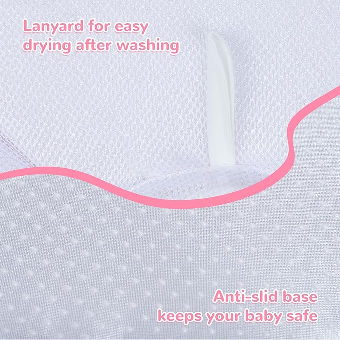 Flower Baby Bath Pad - Ultra Soft Infant Bathtub Mat with Non-Slip Petal Design, Newborn Bathing Lounger Insert for Sink or Tub, Pink Butterfly Theme