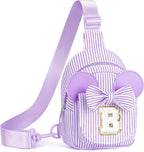 Birthday Gifts for Girls, 3 4 5 6 7 8 Year Old Girl Birthday Gift Purple Small Initial Crossbody Bag Fanny Pack for Kids Belt Bag Personalized Gifts for Daughter Sister (Purple B)