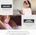 MEE audio KidJamz KJ55BT Personalized Bluetooth Wireless Safe Listening Headphones for Kids w/Custom LED-Backlit Design, Volume Limiter, Mic; Kids Headset for School/iPhone/iPad/Tablet (Pink)